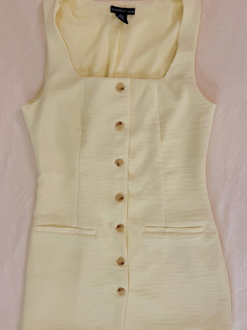 Sincerely Jules Butter Yellow Button-Front Mini Dress